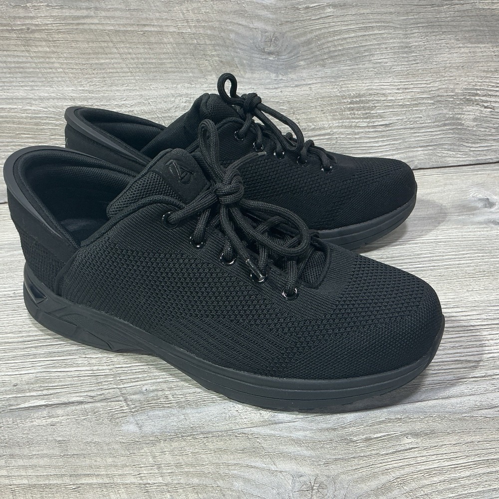 Zeba Shoes Men's 10.5W Wide Hands Free Lace Up Casual Walking Sneakers Black